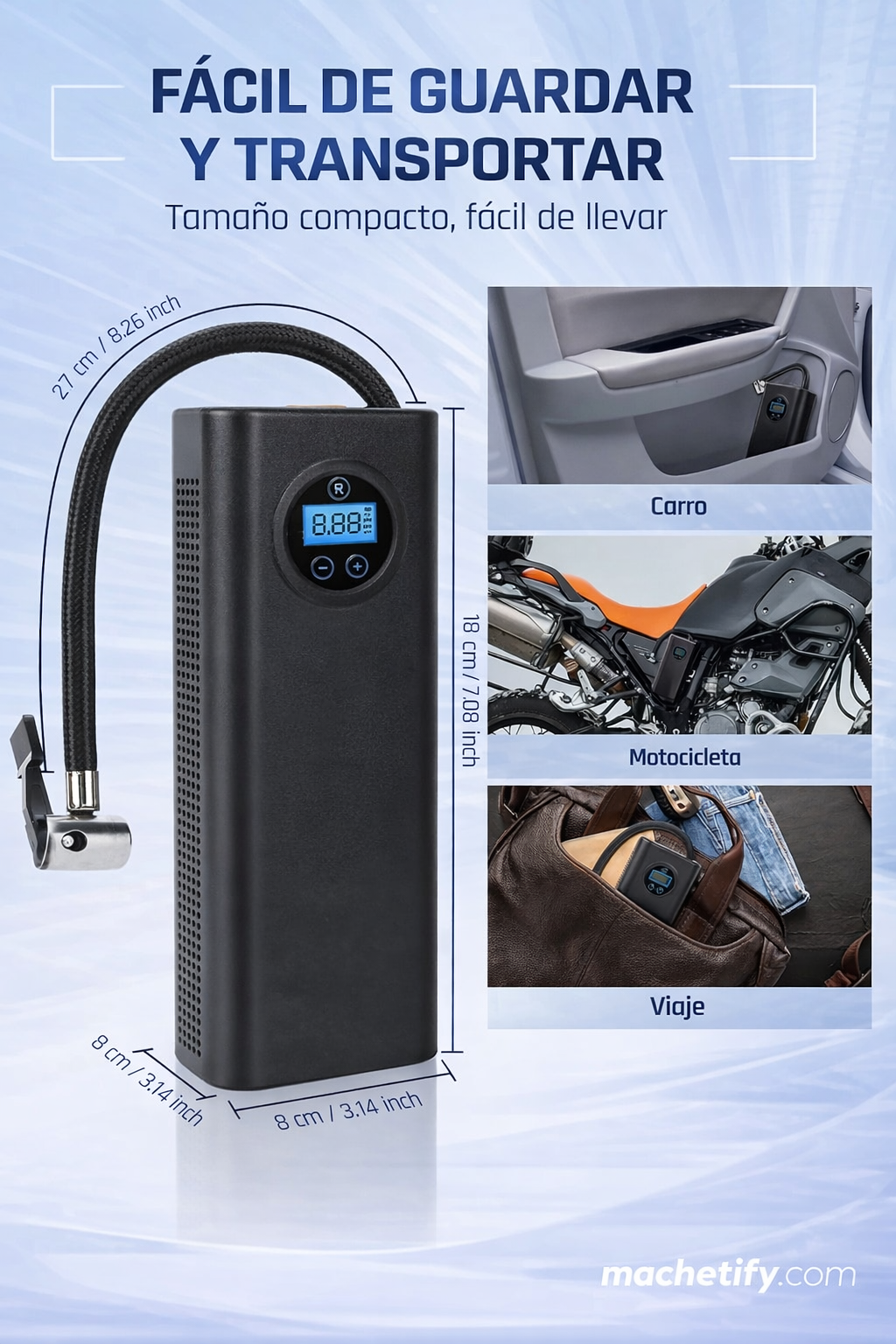 Inflador Portátil Recargable Inteligente - ChapyAir 3000