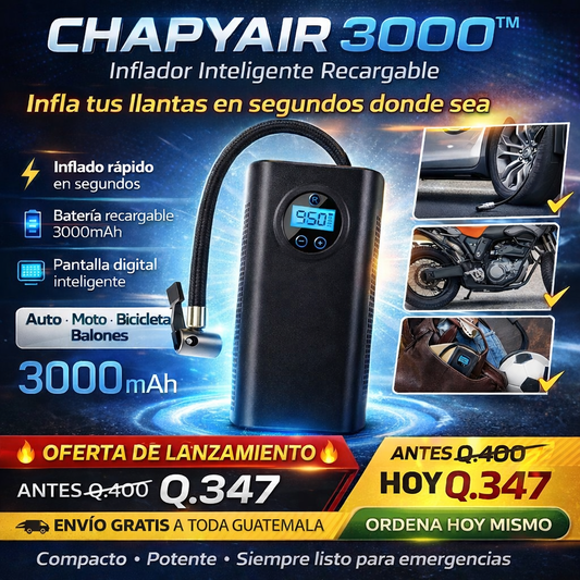 Inflador Portátil Recargable Inteligente - ChapyAir 3000