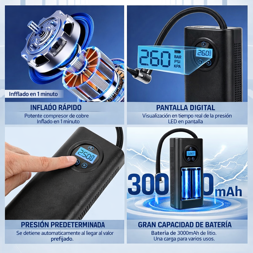 Inflador Portátil Recargable Inteligente - ChapyAir 3000